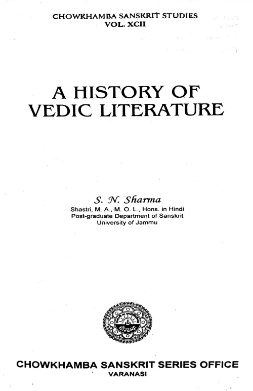 A History of Vedic Literature